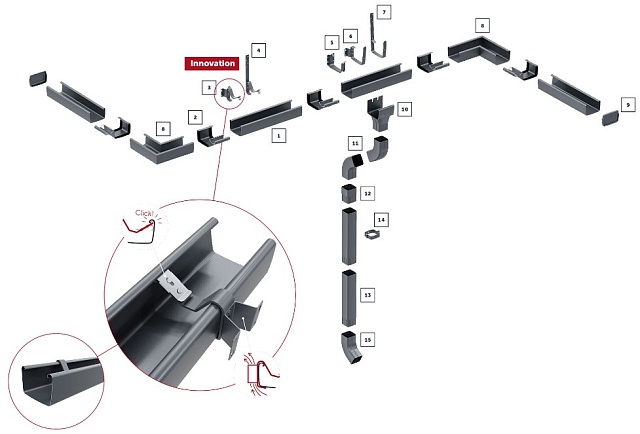 Gutter systems - Square Steel Gutter System 135/80 Flamingo iQ