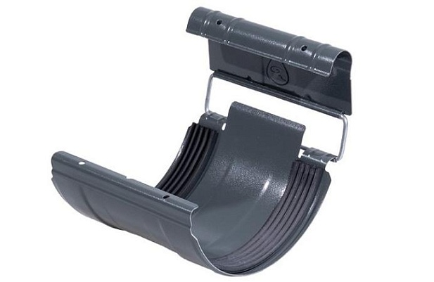 Gutter systems - Gutter joint with rubber seal and clamp Satin